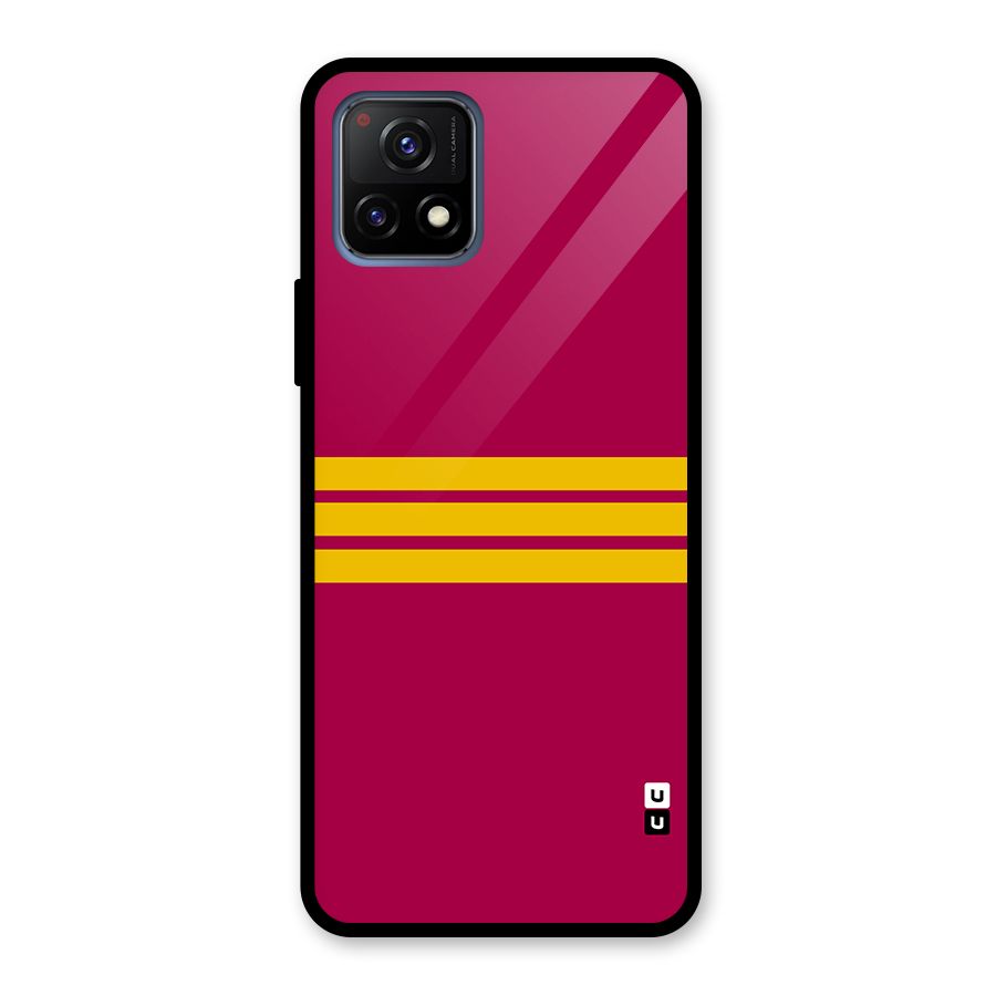 Horizontal Sports Stripes Glass Back Case for Vivo Y72 5G