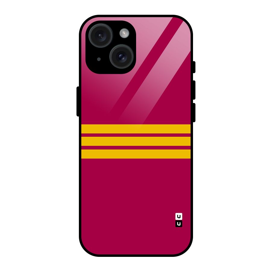 Horizontal Sports Stripes Glass Back Case for iPhone 15