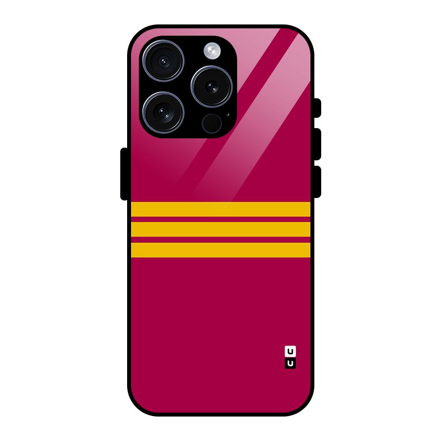 Horizontal Sports Stripes Glass Back Case for iPhone 15 Pro