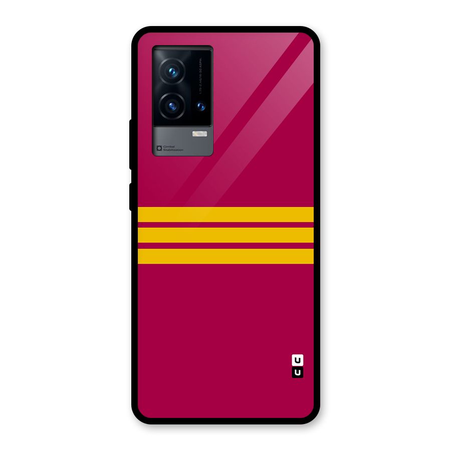 Horizontal Sports Stripes Glass Back Case for iQOO 9 5G