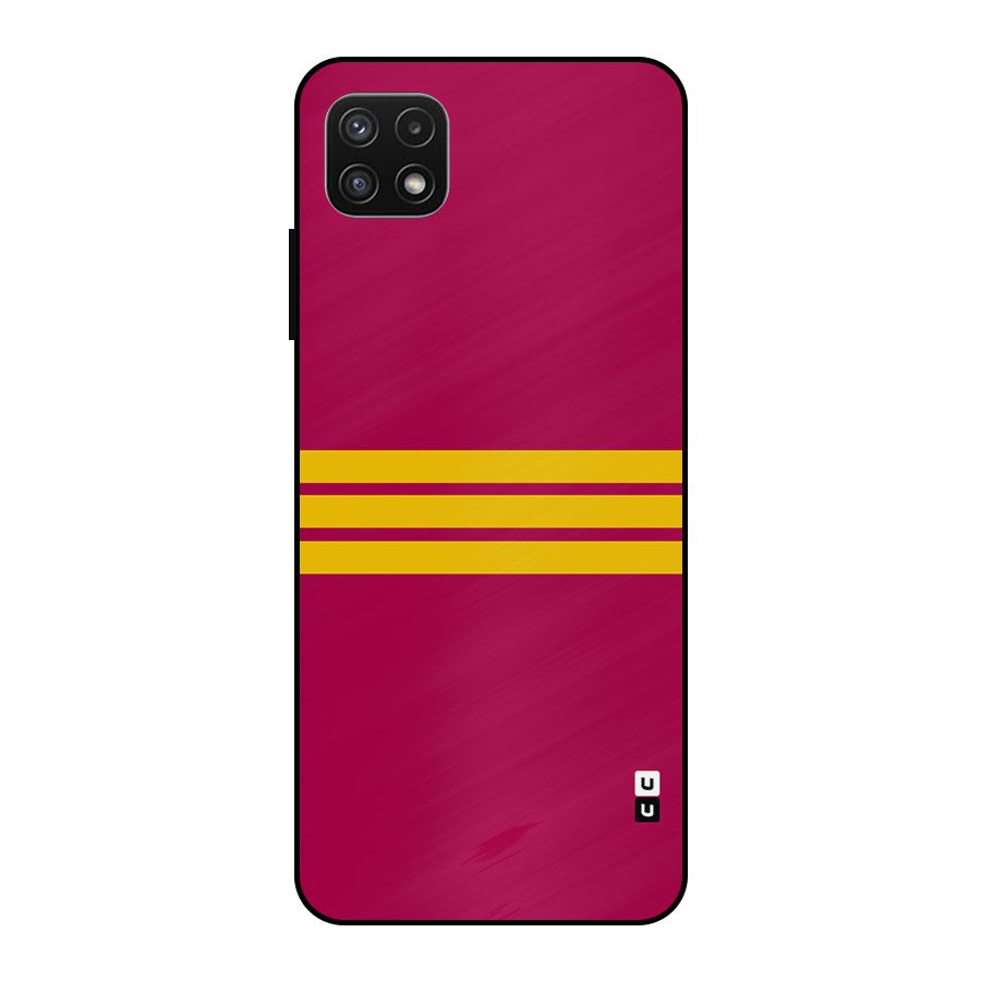 Horizontal Sports Stripes Metal Back Case for Galaxy A22 5G