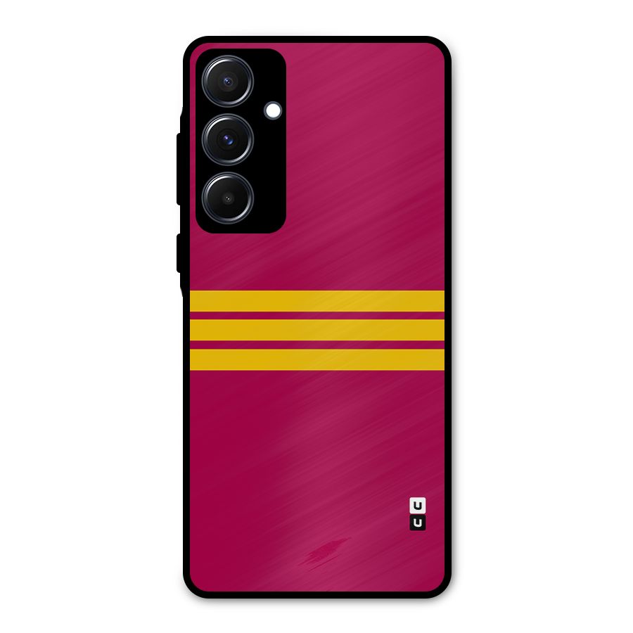 Horizontal Sports Stripes Metal Back Case for Galaxy A55