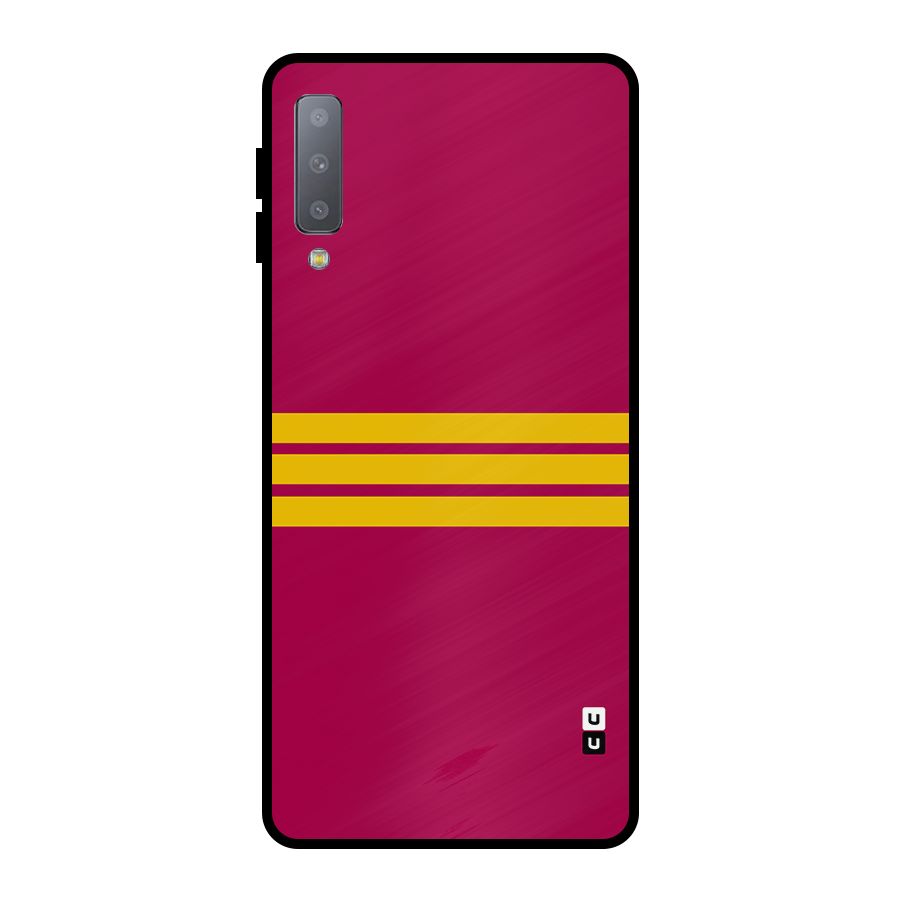 Horizontal Sports Stripes Metal Back Case for Galaxy A7 (2018)