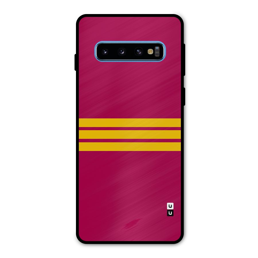 Horizontal Sports Stripes Metal Back Case for Galaxy S10
