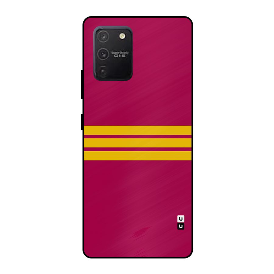 Horizontal Sports Stripes Metal Back Case for Galaxy S10 Lite