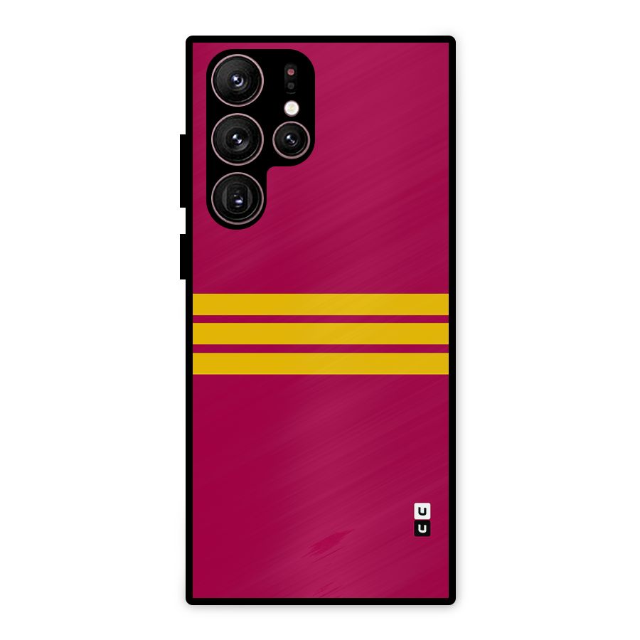 Horizontal Sports Stripes Metal Back Case for Galaxy S22 Ultra 5G