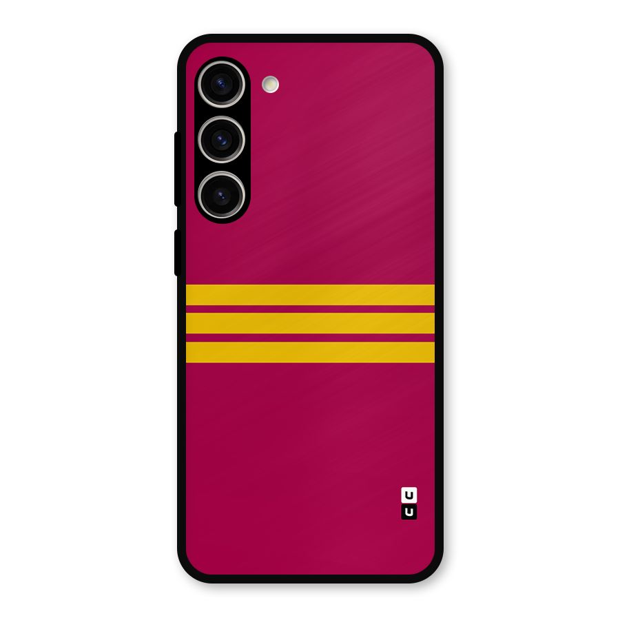 Horizontal Sports Stripes Metal Back Case for Galaxy S23 Plus