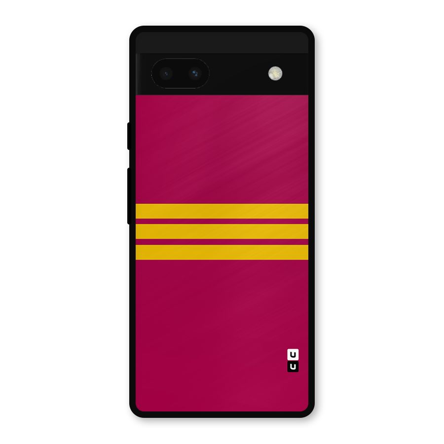 Horizontal Sports Stripes Metal Back Case for Google Pixel 6a