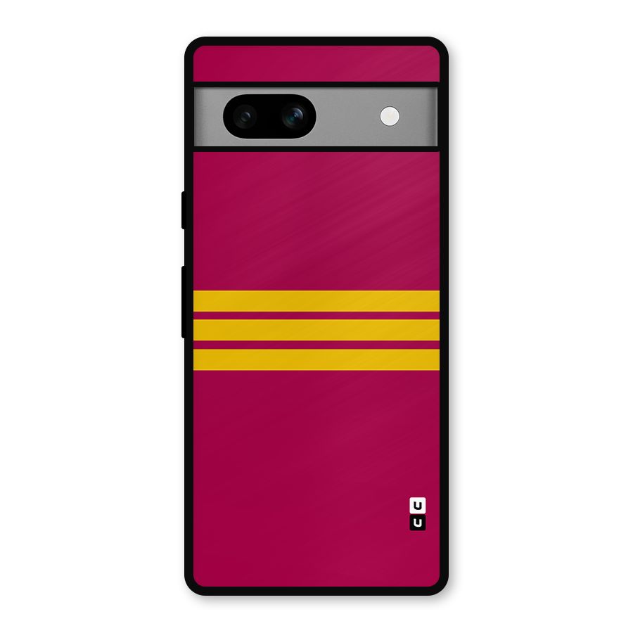 Horizontal Sports Stripes Metal Back Case for Google Pixel 7a