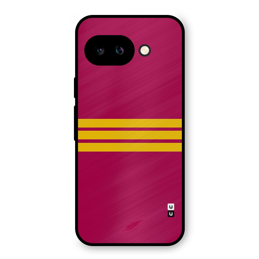 Horizontal Sports Stripes Metal Back Case for Google Pixel 9a