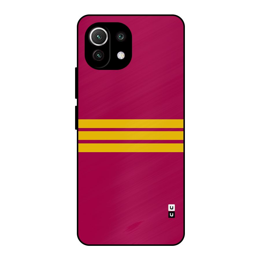 Horizontal Sports Stripes Metal Back Case for Mi 11 Lite NE 5G