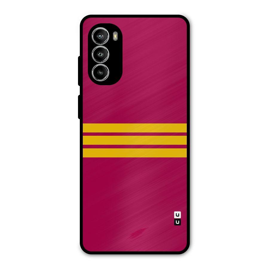 Horizontal Sports Stripes Metal Back Case for Moto G52