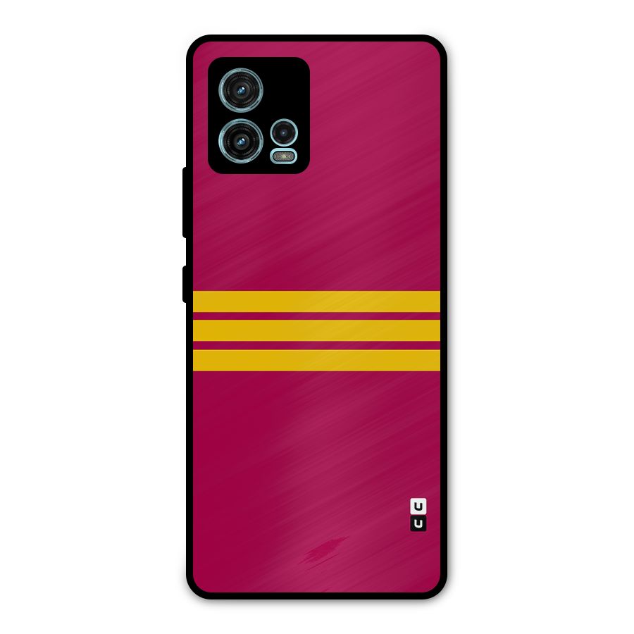 Horizontal Sports Stripes Metal Back Case for Moto G72