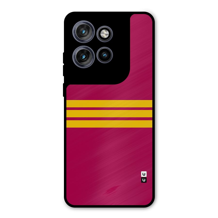 Horizontal Sports Stripes Metal Back Case for Motorola Edge 50 Neo