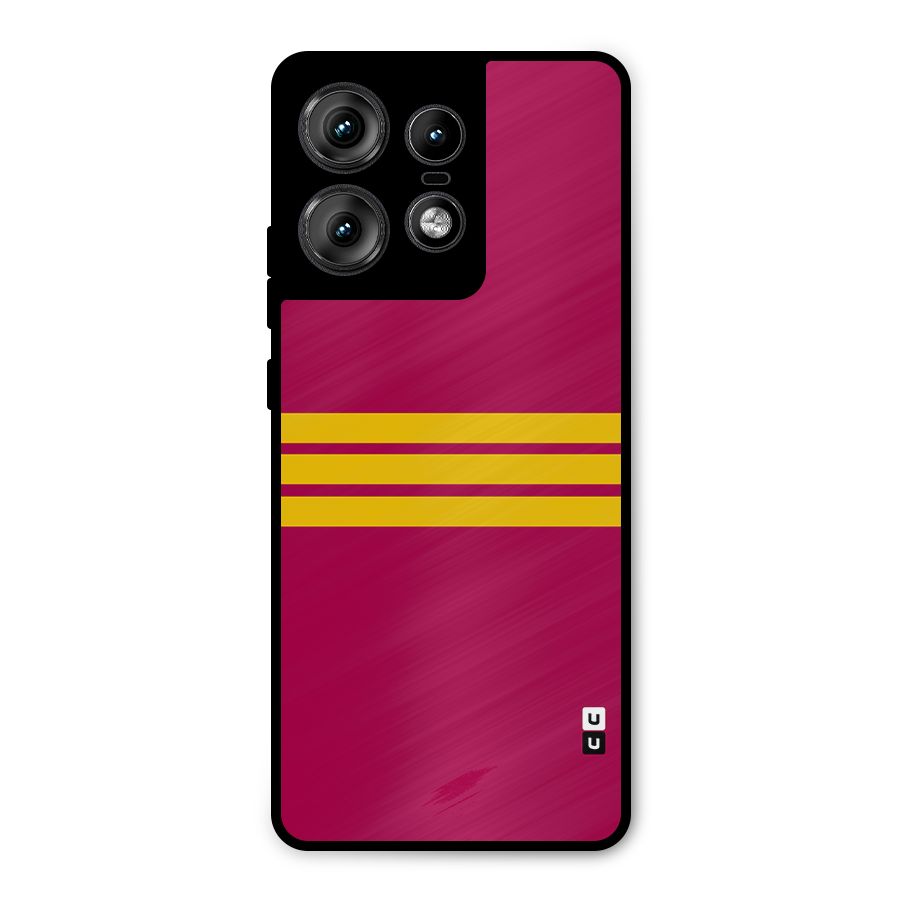 Horizontal Sports Stripes Metal Back Case for Motorola Edge 50 Pro