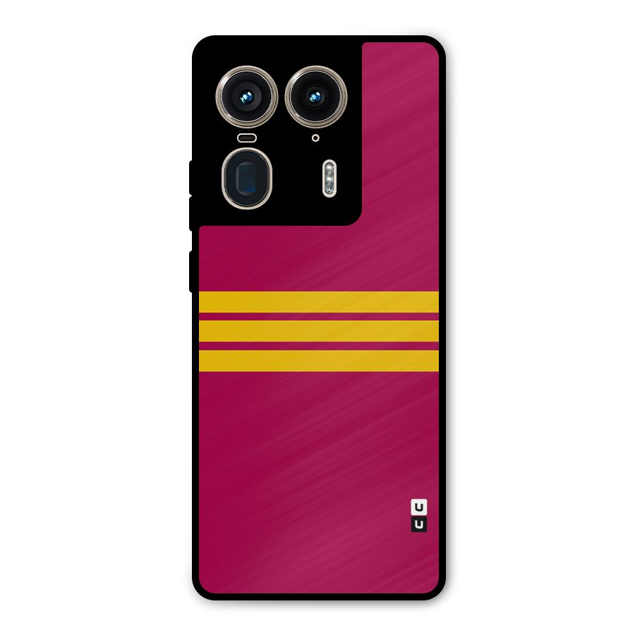 Horizontal Sports Stripes Metal Back Case for Motorola Edge 50 Ultra