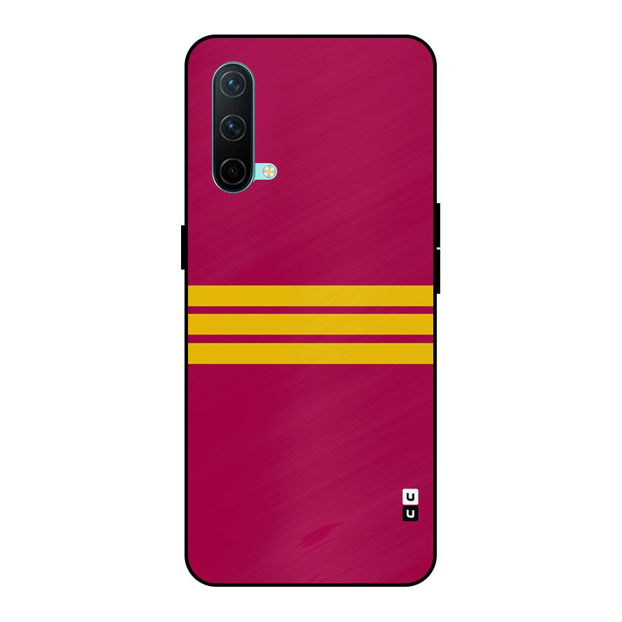 Horizontal Sports Stripes Metal Back Case for OnePlus Nord CE 5G