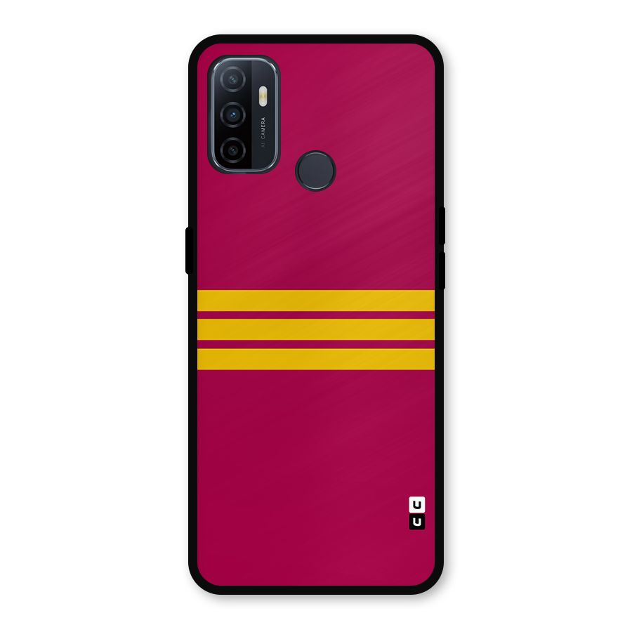 Horizontal Sports Stripes Metal Back Case for Oppo A53