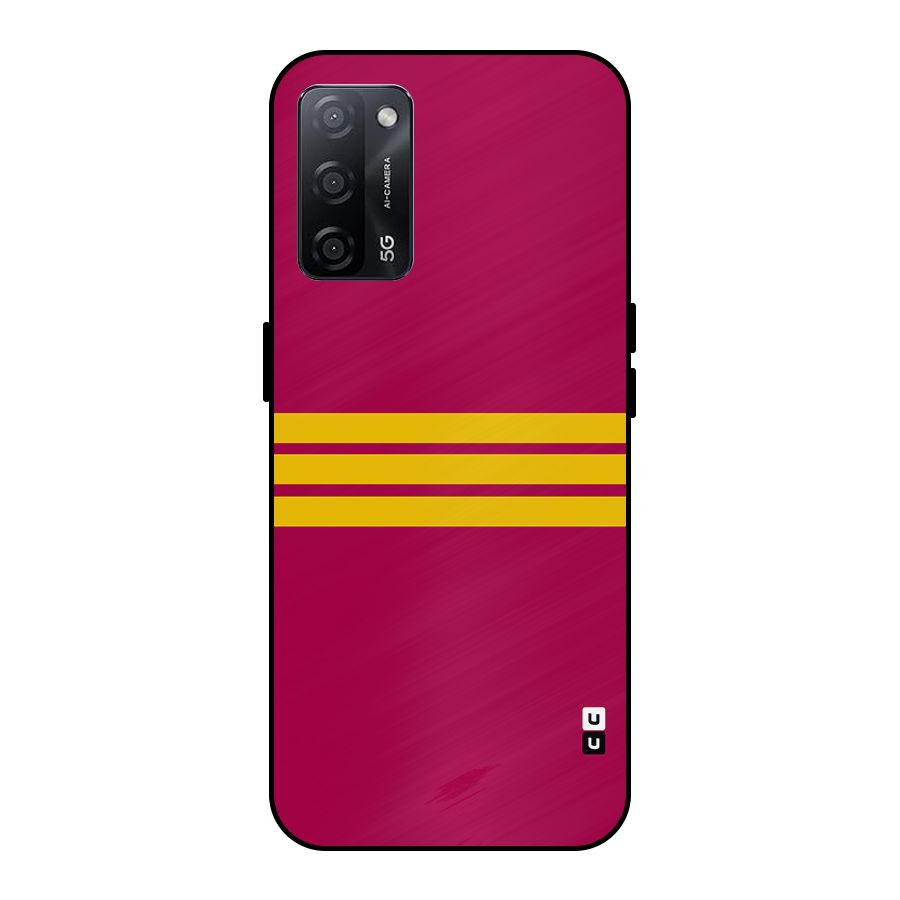 Horizontal Sports Stripes Metal Back Case for Oppo A53s 5G