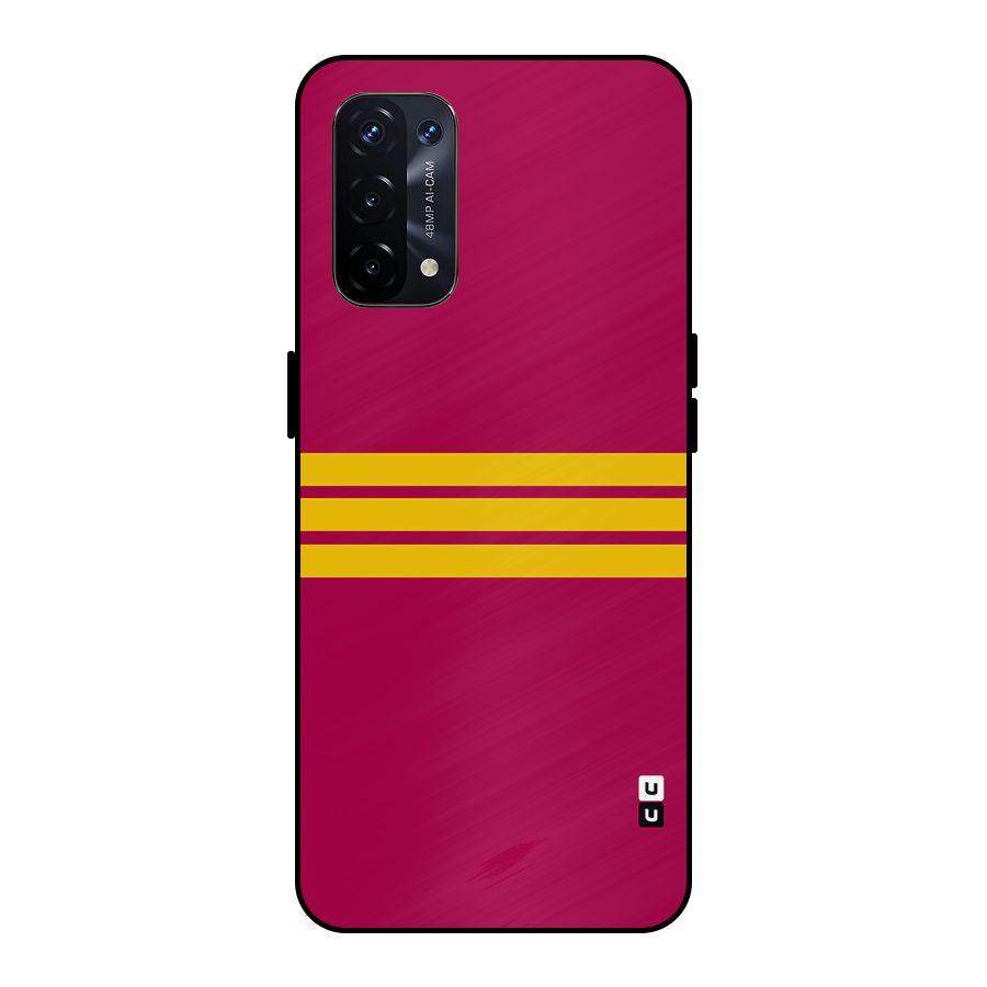 Horizontal Sports Stripes Metal Back Case for Oppo A74 5G
