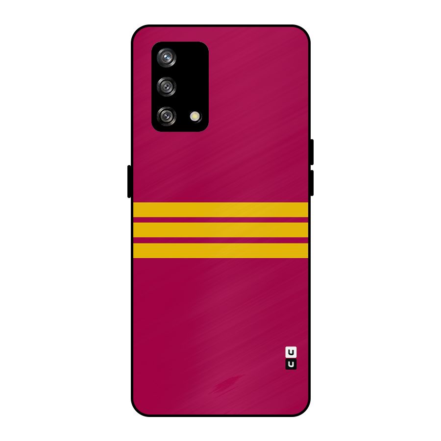 Horizontal Sports Stripes Metal Back Case for Oppo F19