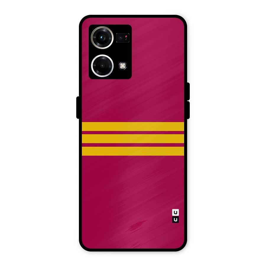 Horizontal Sports Stripes Metal Back Case for Oppo F21 Pro 4G