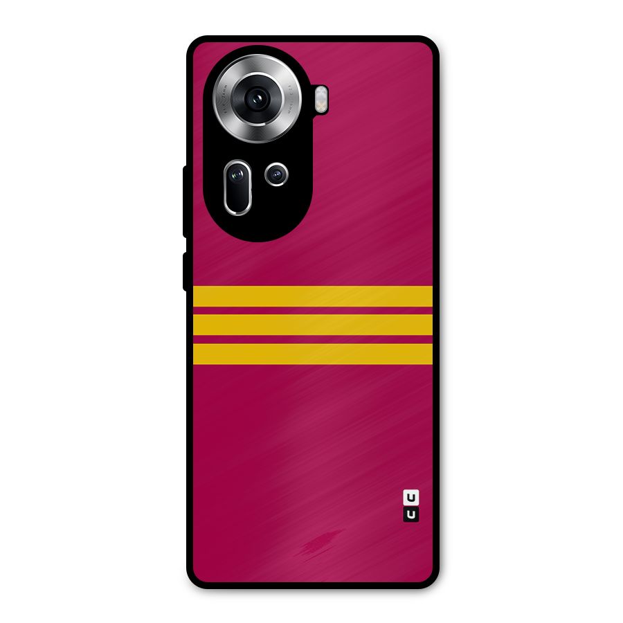 Horizontal Sports Stripes Metal Back Case for Oppo Reno11 5G