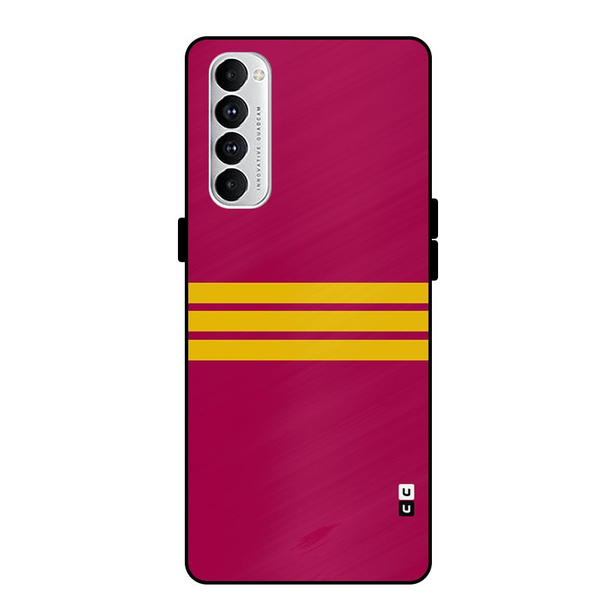 Horizontal Sports Stripes Metal Back Case for Oppo Reno4 Pro