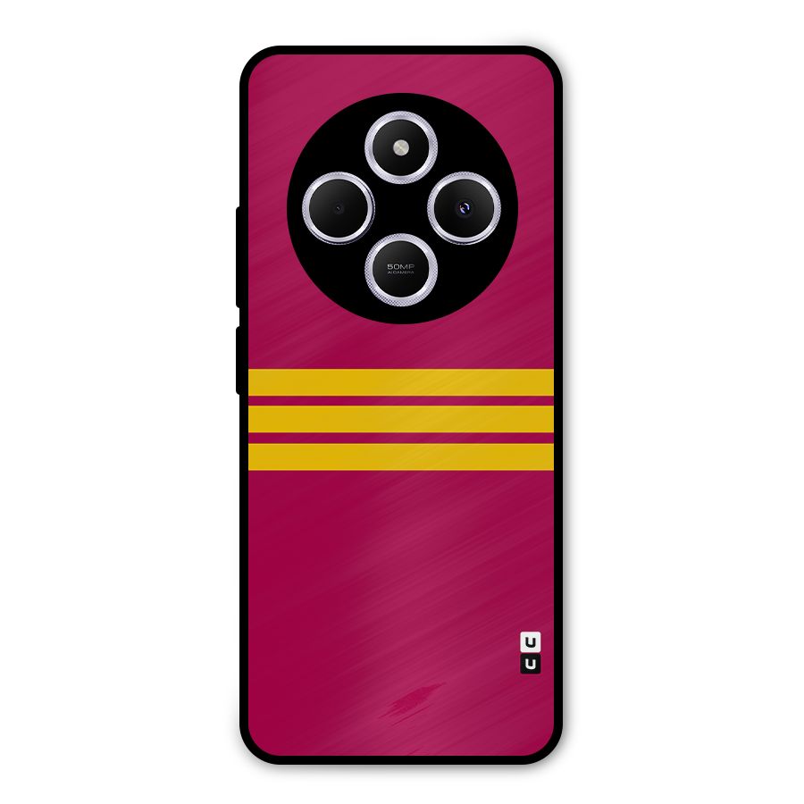 Horizontal Sports Stripes Metal Back Case for Poco C75 5G