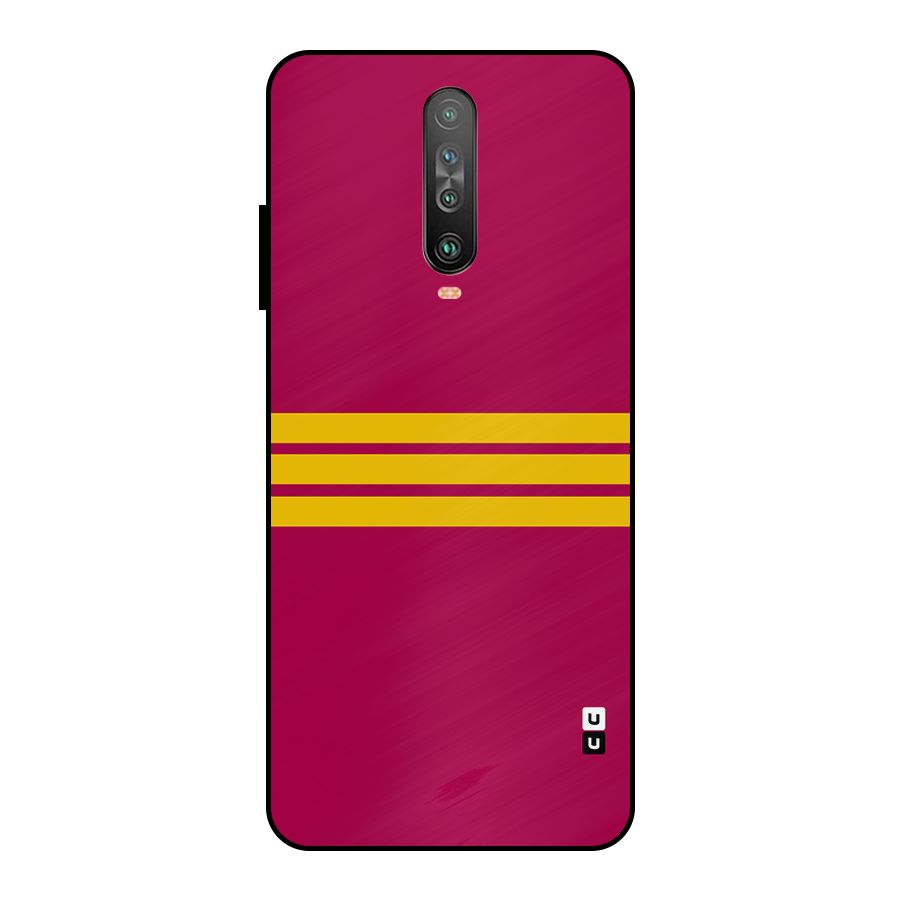 Horizontal Sports Stripes Metal Back Case for Poco X2