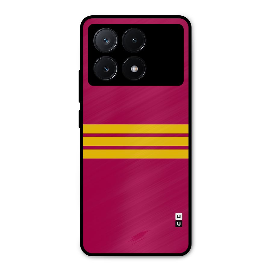 Horizontal Sports Stripes Metal Back Case for Poco X6 Pro