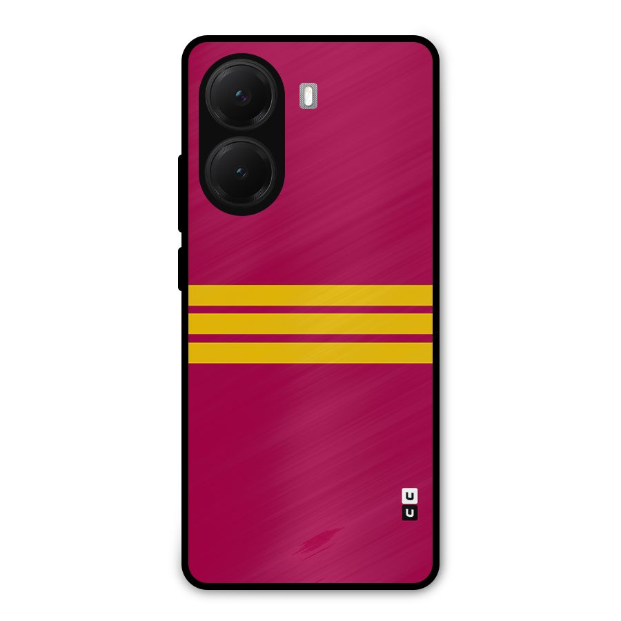 Horizontal Sports Stripes Metal Back Case for Poco X7 Pro