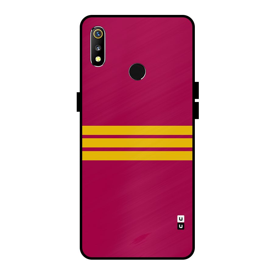 Horizontal Sports Stripes Metal Back Case for Realme 3i
