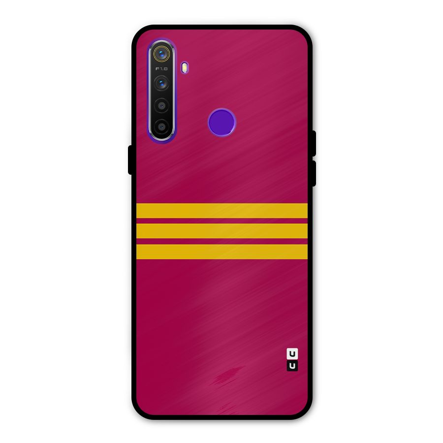 Horizontal Sports Stripes Metal Back Case for Realme 5i