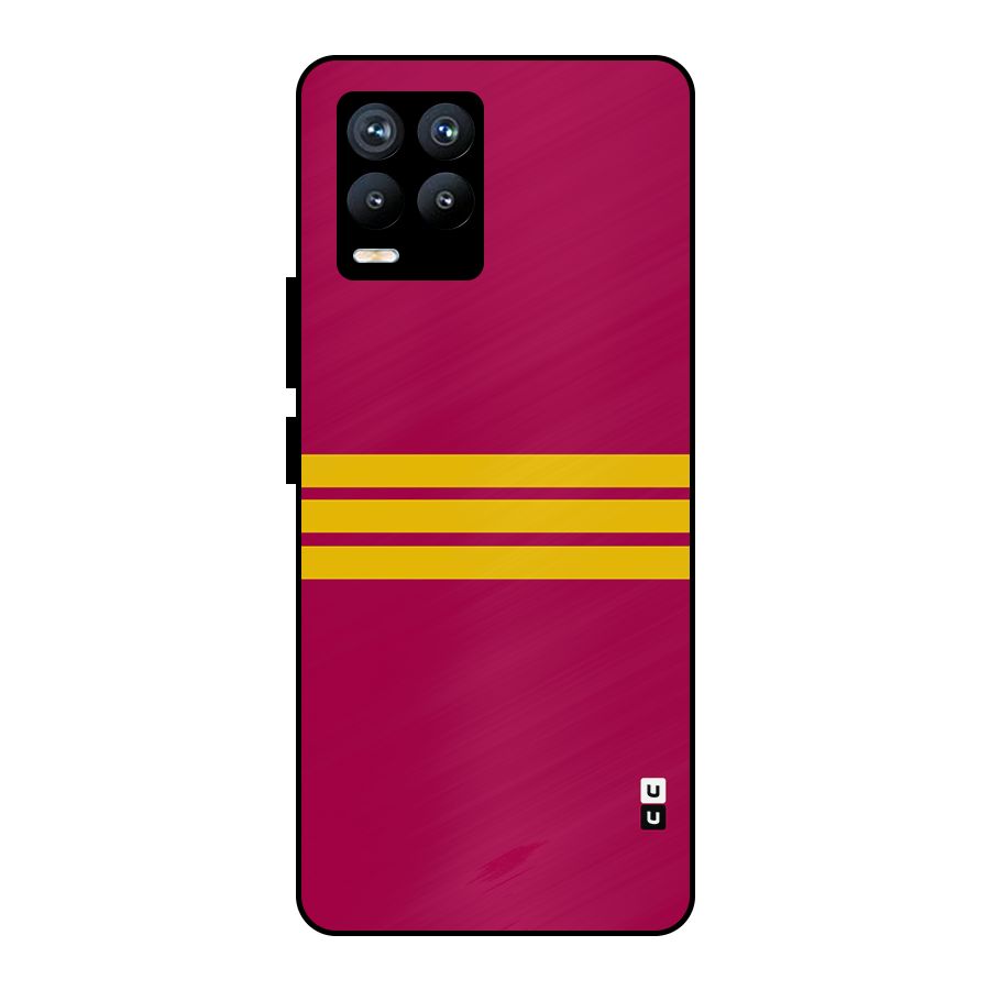 Horizontal Sports Stripes Metal Back Case for Realme 8 Pro