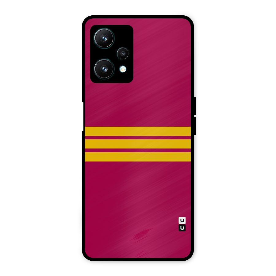 Horizontal Sports Stripes Metal Back Case for Realme 9 Pro 5G
