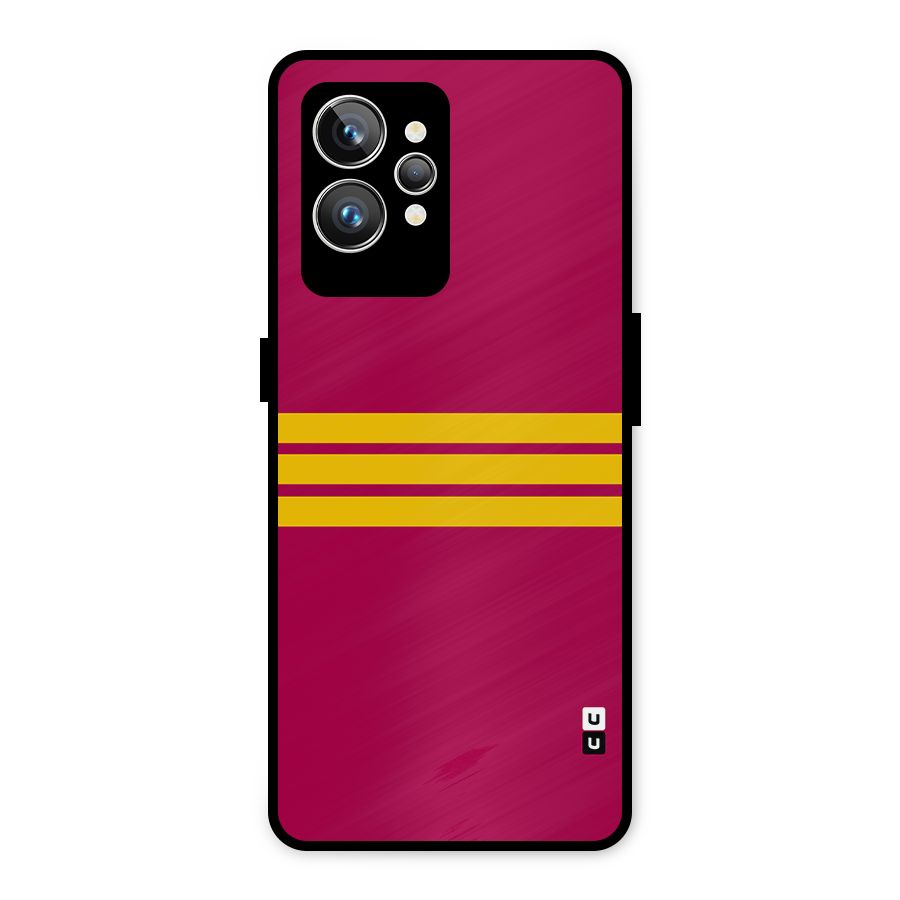 Horizontal Sports Stripes Metal Back Case for Realme GT2 Pro