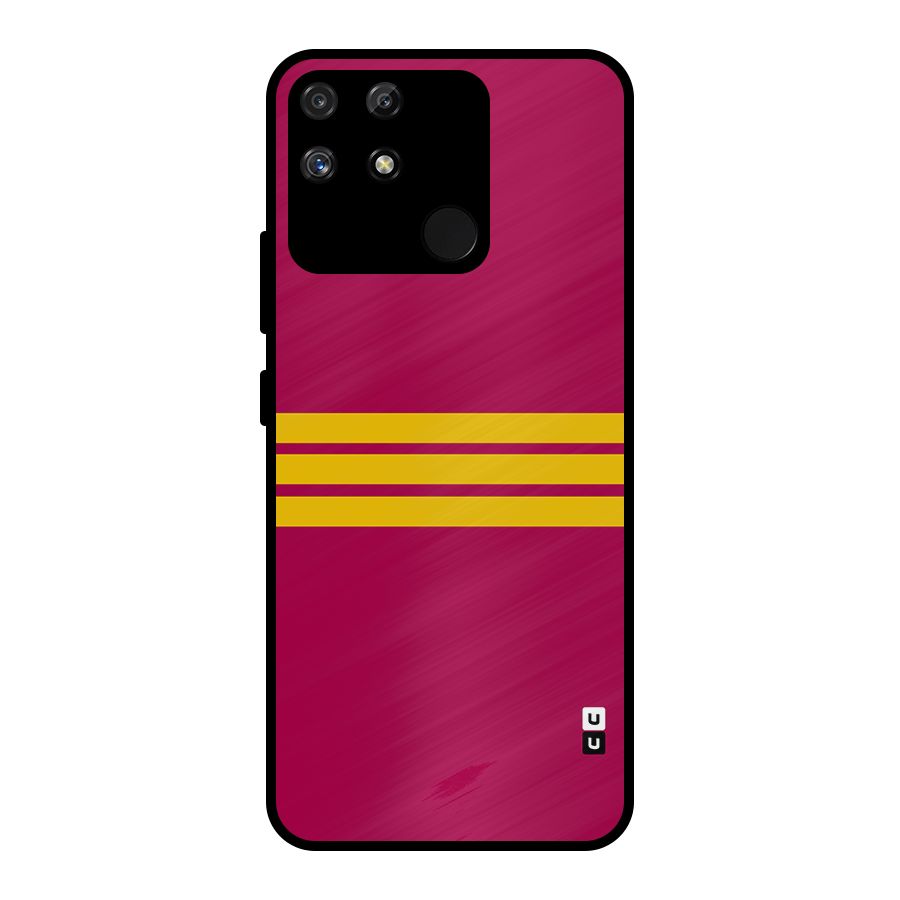 Horizontal Sports Stripes Metal Back Case for Realme Narzo 50A