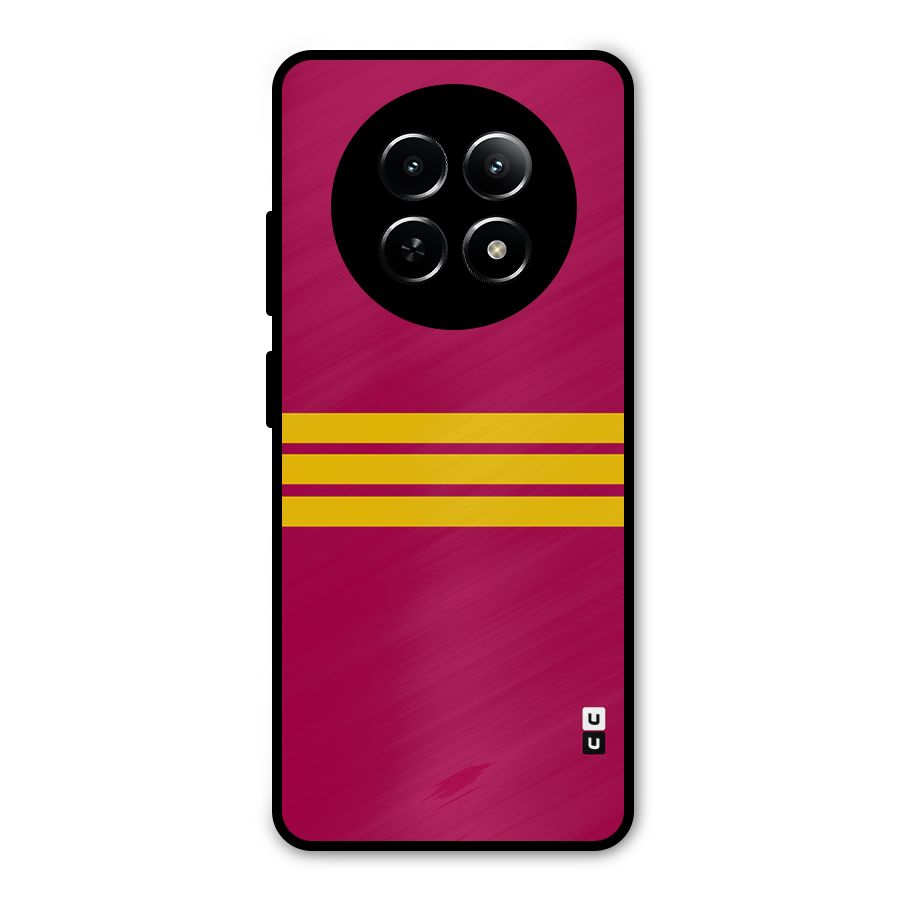 Horizontal Sports Stripes Metal Back Case for Realme Narzo 70x 5G