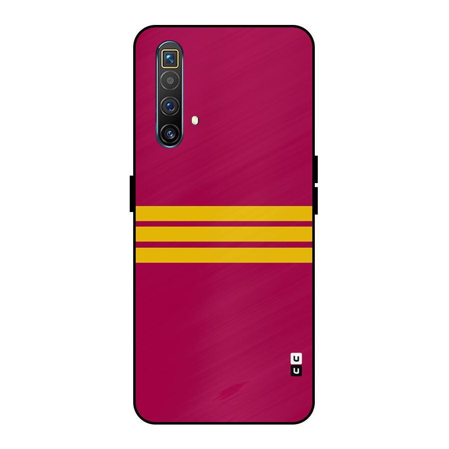 Horizontal Sports Stripes Metal Back Case for Realme X3