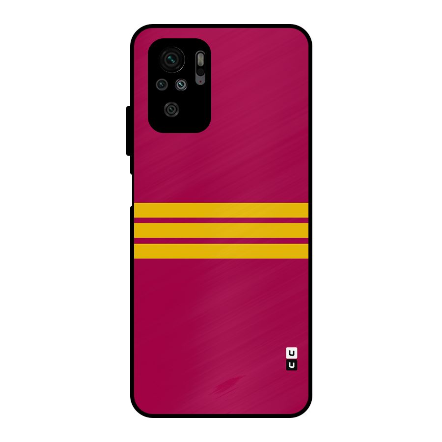 Horizontal Sports Stripes Metal Back Case for Redmi Note 10S
