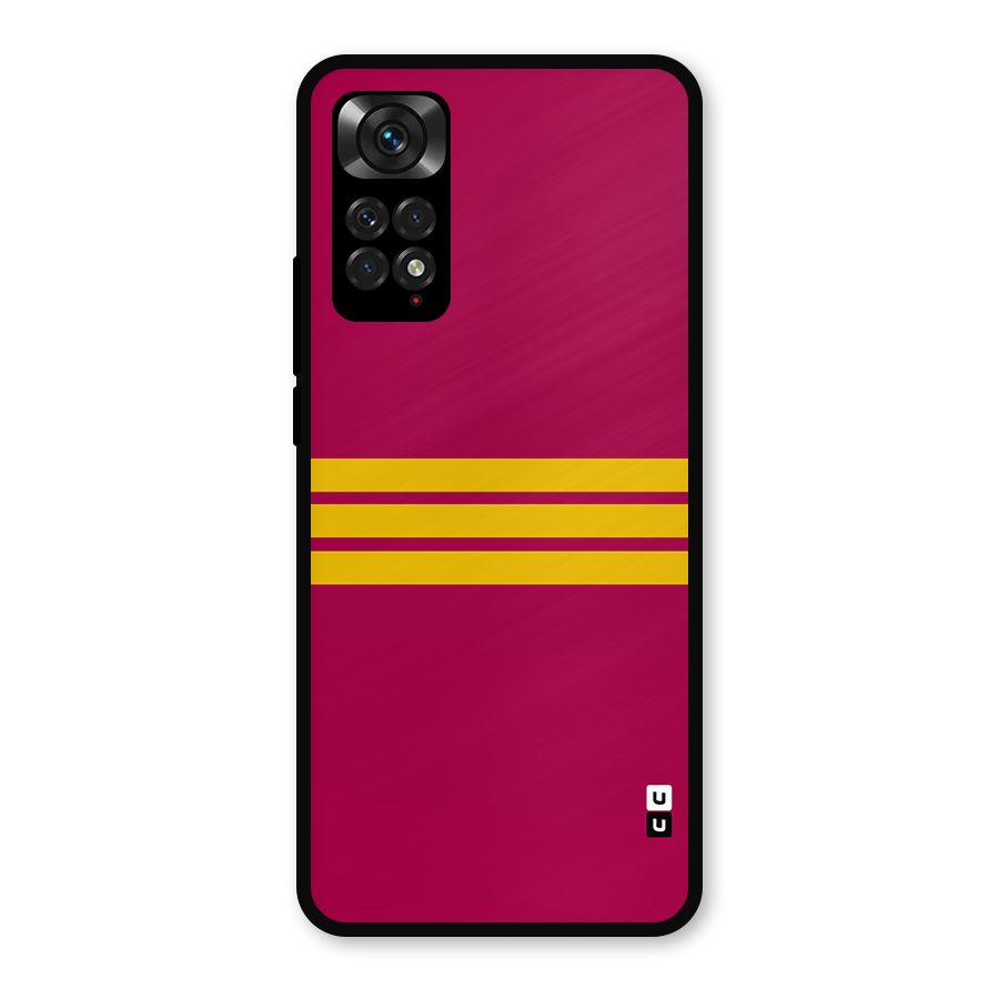 Horizontal Sports Stripes Metal Back Case for Redmi Note 11