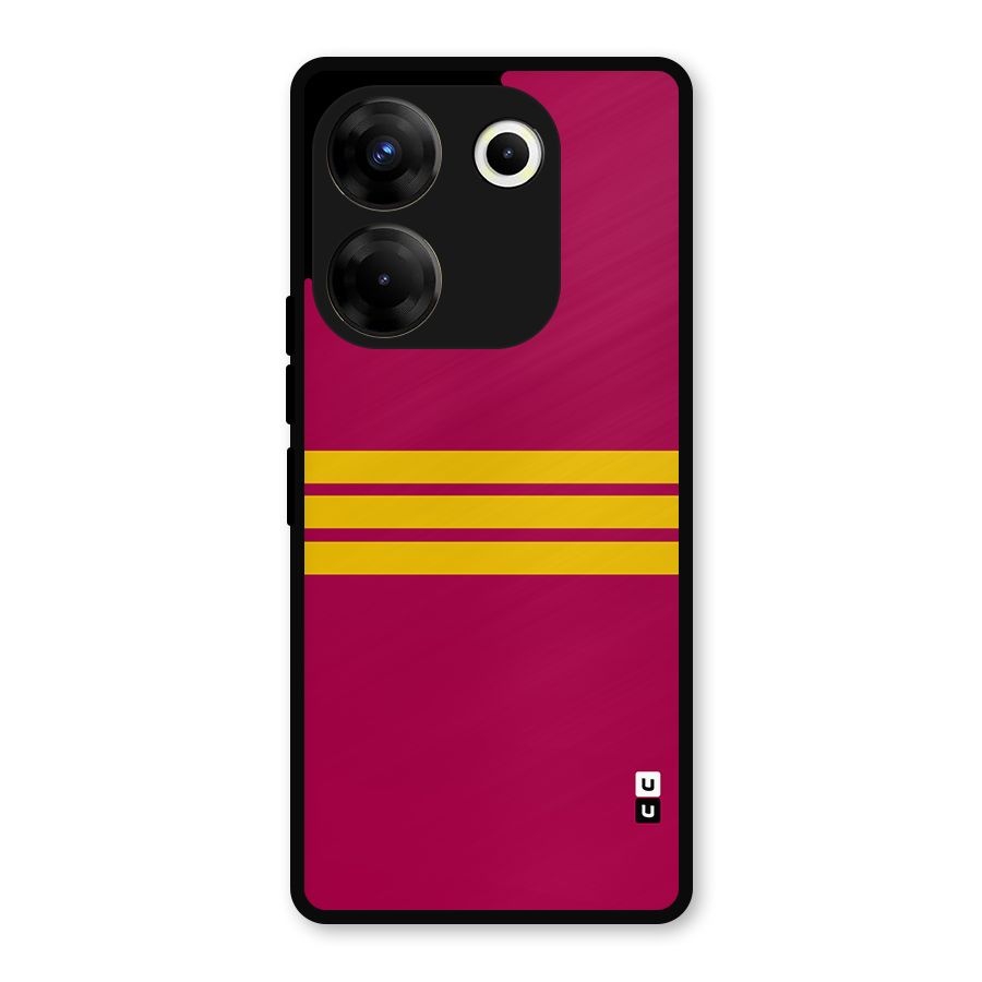 Horizontal Sports Stripes Metal Back Case for Tecno Camon 20