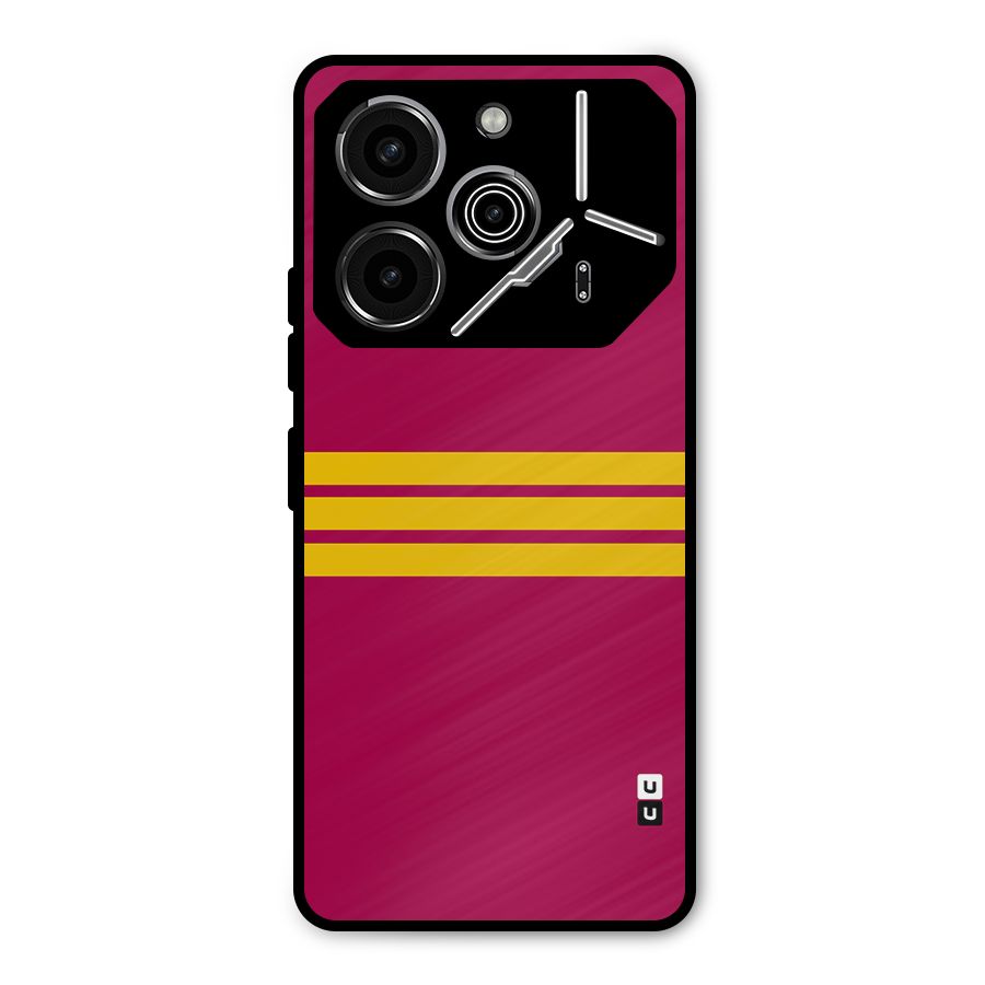 Horizontal Sports Stripes Metal Back Case for Tecno Pova 6 Pro