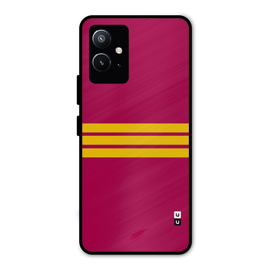 Horizontal Sports Stripes Metal Back Case for Vivo T1 5G