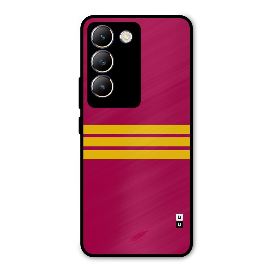 Horizontal Sports Stripes Metal Back Case for Vivo T3 5G