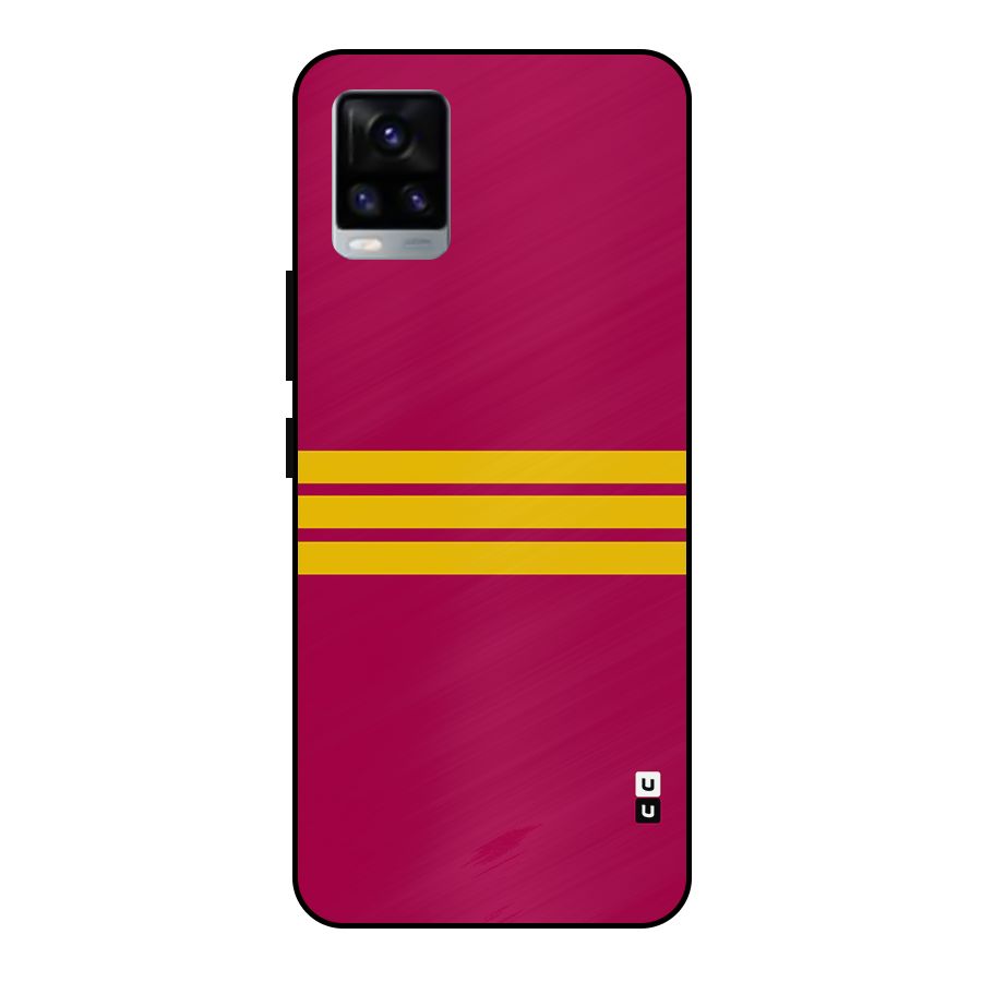 Horizontal Sports Stripes Metal Back Case for Vivo V20