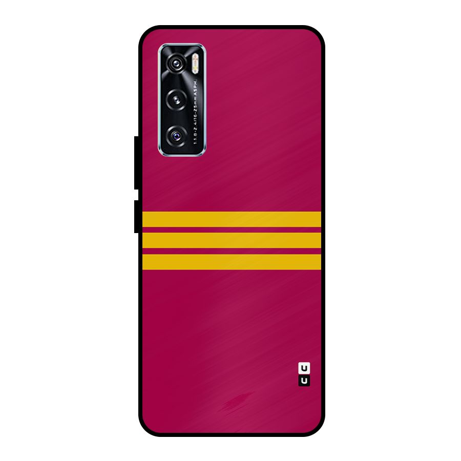 Horizontal Sports Stripes Metal Back Case for Vivo V20 SE