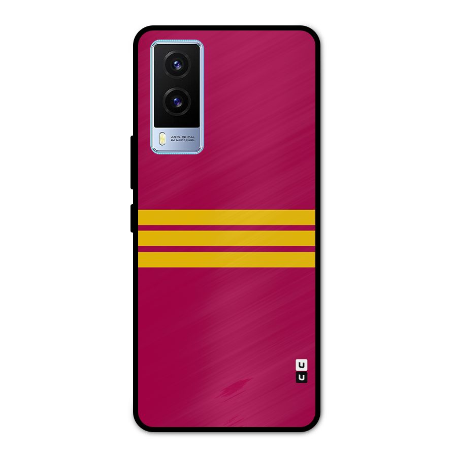 Horizontal Sports Stripes Metal Back Case for Vivo V21e 5G