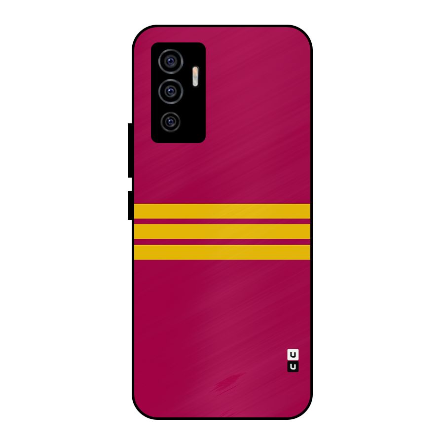 Horizontal Sports Stripes Metal Back Case for Vivo V23e